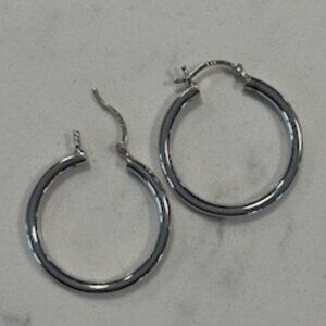 925 Sterling Silver hollow 1" hoop earrings